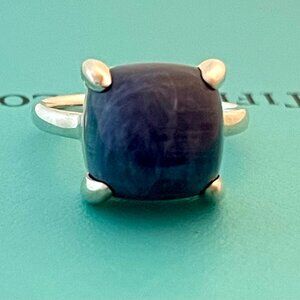 Tiffany & Co Sterling Silver Sodalite Sugar Stacks Ring LG Version